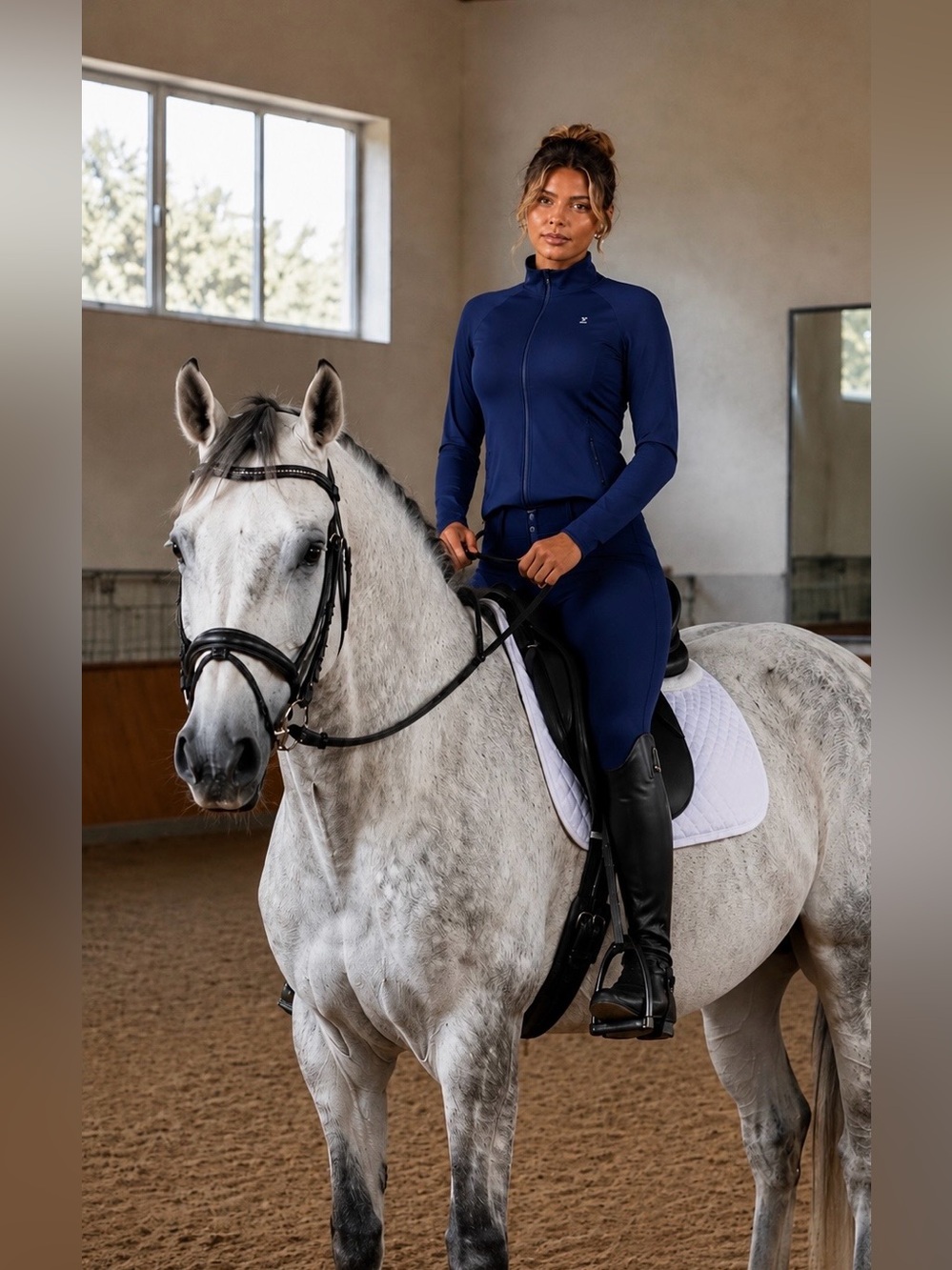 Equestrian Dressage English Blue UV Block Cooling Summer Peplum Riding Jacket - Picture 8 of 10